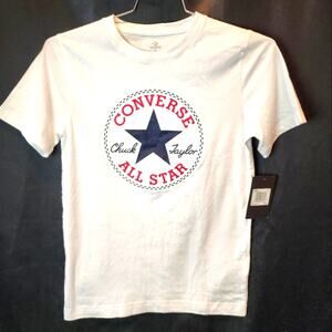 Converse Chuck Taylor All Star Tee New White T-Shirt Short Sleeve Boys Size L